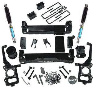 Superlift Lift Kit Suspension, 6 Inch Front Lift, 6 Inch Rear Lift, With Rear Bilstein Shock Absorbers IN Kit, Black Components/ Silver Shocks – K105B