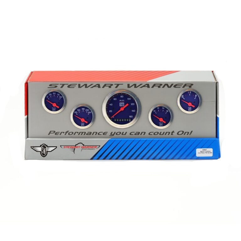 Stewart Warn Gauge Fuel Level/ Oil Pressure/ Speedometer/ Voltmeter/ Water Temperature, Gauge Kit, Catalina Series, Blue Face, Red Pointer – 838446