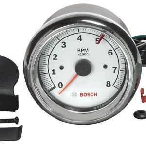 Sunelect/Spx Tachometer, Super Tach II ®, 3-3/8 Inch, Electrical, Analog Display, 0 to 8000 RPM, White Face/ Chrome Bezel/ Red Needle – SP0F000020
