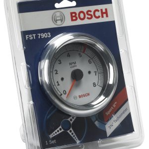 Sunelect/Spx Tachometer, Super Tach II ®, 3-3/8 Inch, Electrical, Analog Display, 0 to 8000 RPM, White Face/ Chrome Bezel/ Red Needle – SP0F000020