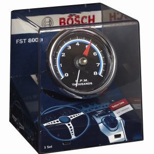 Sunelect/Spx Tachometer, Retro Line ™, 3-3/8 Inch, 250 Degree Sweep, Analog Display, 0 to 8000 RPM, Black Face/ Chrome Bezel/ Red Needle – SP0F000062