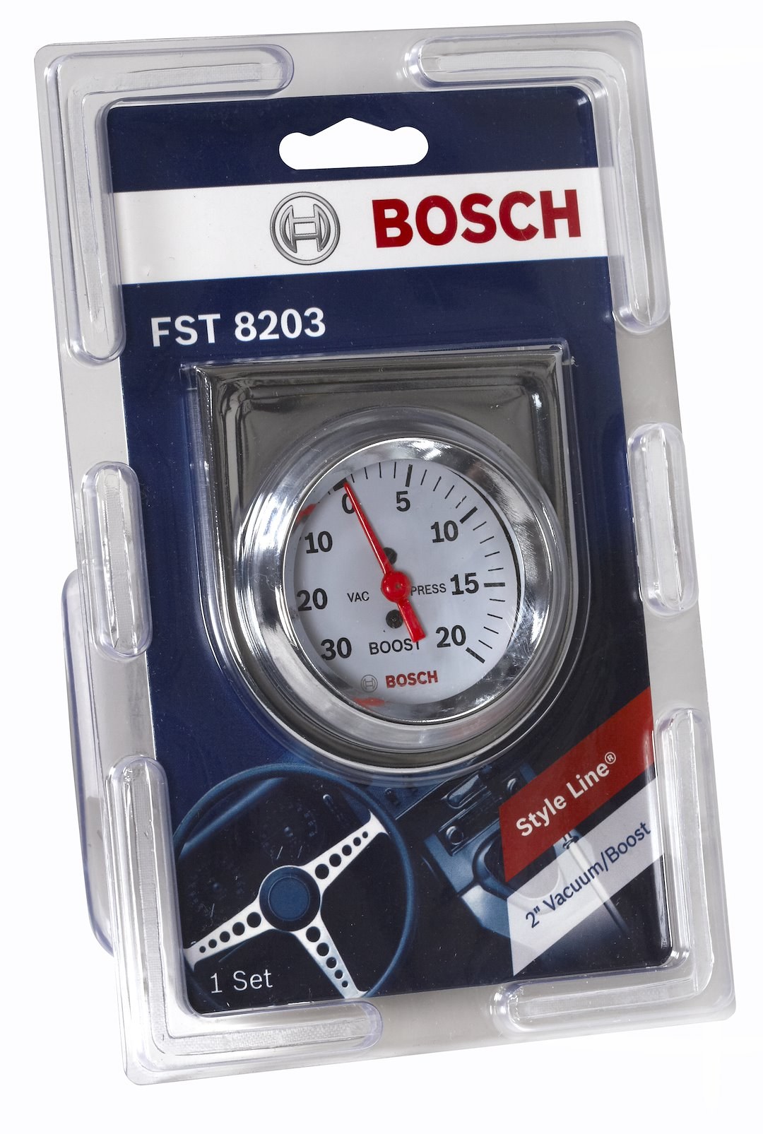 Sunelect/Spx Gauge Boost/ Vacuum, Style Line ™, 2 Inch, 270 Degree Sweep Mechanical, 0 to 30 Inch Mercury Vacuum/ 0 to 20 PSI Boost – SP0F000042