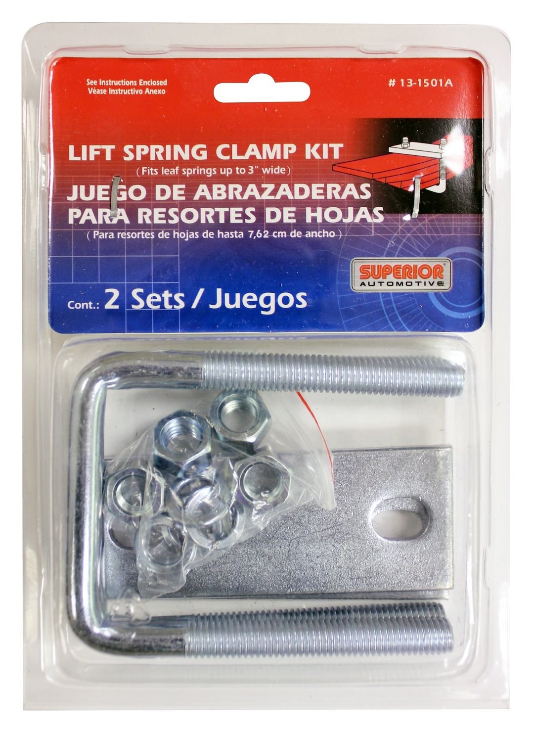 Superior Leaf Spring Clamp, Rideeffex ™, For 3 Inch Width Spring, With 2 Pairs of Clamps – 13-1501A