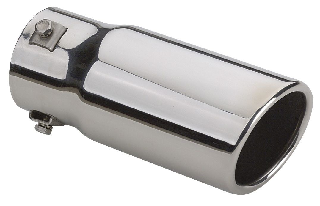Superior Exhaust Tail Pipe Tip, Super Gear, 2.5 Inch Inlet, 3 Inch Outlet, Heavy Gauge Mirror-Polished 304 Stainless Steel, Round – 28-6202