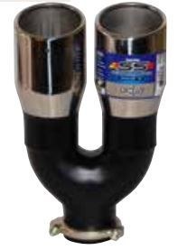Superior Exhaust Tail Pipe Tip, Super Gear, 2.375 Inch Inlet, 3.5 Inch Outlet, Stainless Steel, Round/ Twin Splitter, Angled Cut – 28-9850