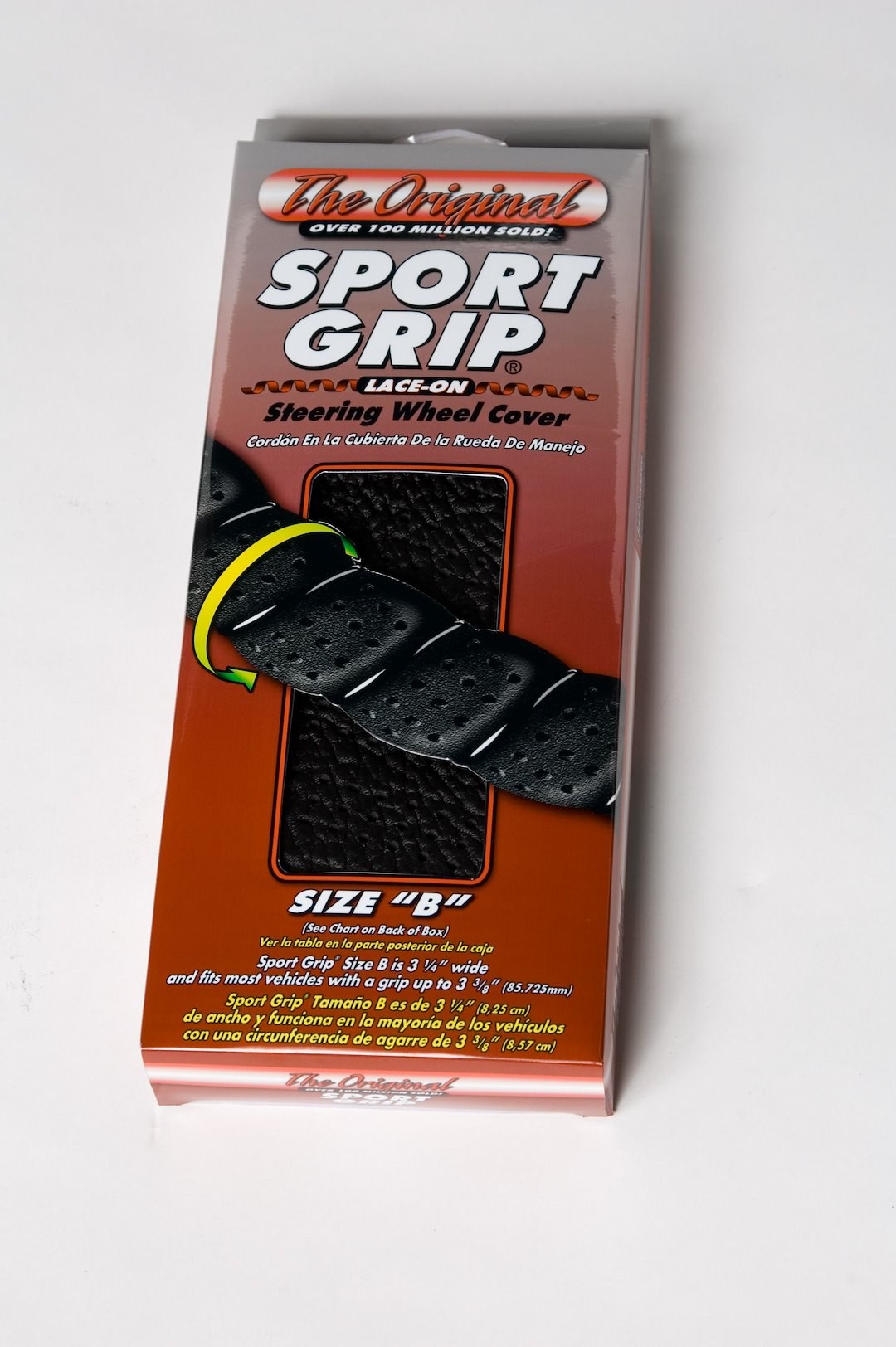 Superior Steering Wheel Cover, Super Sportgrip ®, Fits 14-1/2 to 15-1/2 Inch Diameter Steering Wheels, Lace-On Mount, Simulated Leather – 58-0550B