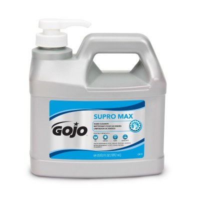 Gojo Hand Cleaner, Supro Max ™, Use to Remove Oil/ Grease/ Paint and Adhesives, Non-Drying Formula, 1/2 Gallon Bottle with Pump, Single – 0972-04
