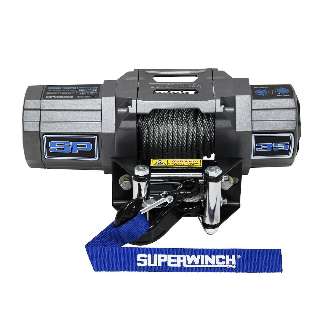 Superwinch Winch, SP35 Series, Vehicle Mounted, Vehicle Recovery Winch, 3500 Pound Line Pull Capacity, 7/32 Inch X 40 Foot Steel Rope – 1135240