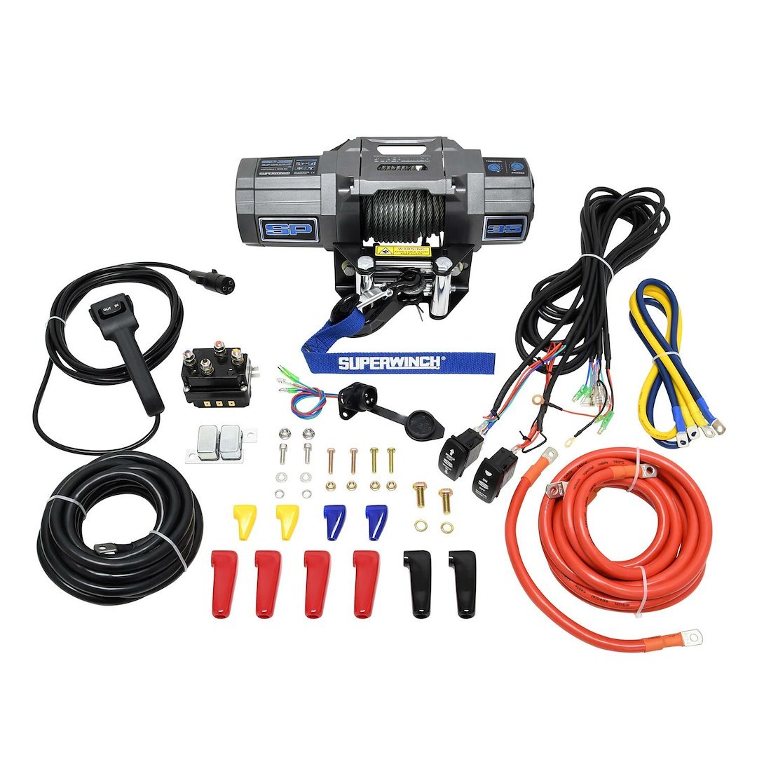 Superwinch Winch, SP35 Series, Vehicle Mounted, Vehicle Recovery Winch, 3500 Pound Line Pull Capacity, 7/32 Inch X 40 Foot Steel Rope – 1135240