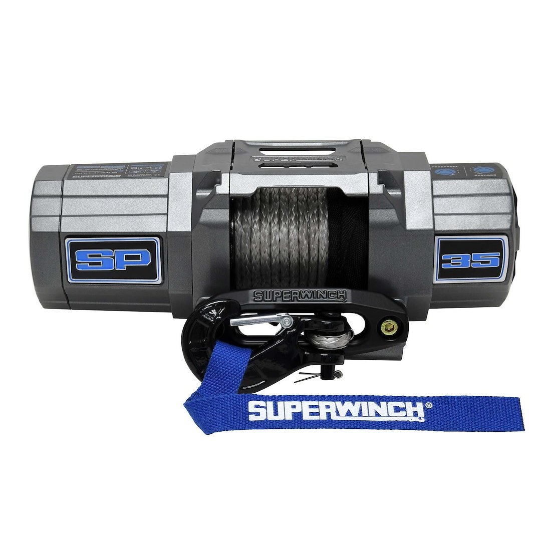 Superwinch Winch, SP35 Series, Vehicle Mounted, Vehicle Recovery Winch, 3500 Pound Line Pull Capacity, 33/64 Inch X 79 Foot Synthetic Rope – 1135250