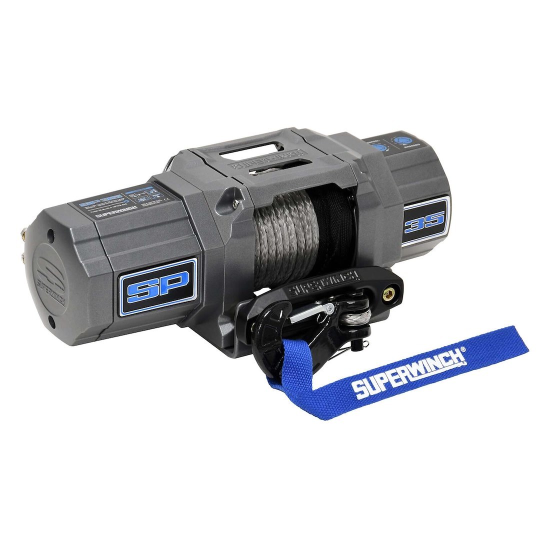 Superwinch Winch, SP35 Series, Vehicle Mounted, Vehicle Recovery Winch, 3500 Pound Line Pull Capacity, 33/64 Inch X 79 Foot Synthetic Rope – 1135250