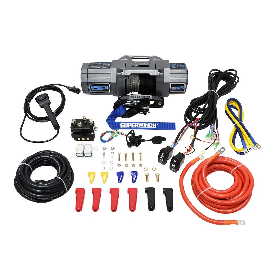 Superwinch Winch, SP35 Series, Vehicle Mounted, Vehicle Recovery Winch, 3500 Pound Line Pull Capacity, 33/64 Inch X 79 Foot Synthetic Rope – 1135250