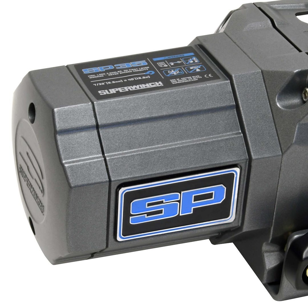 Superwinch Winch, SP35 Series, Vehicle Mounted, Vehicle Recovery Winch, 3500 Pound Line Pull Capacity, 33/64 Inch X 79 Foot Synthetic Rope – 1135250