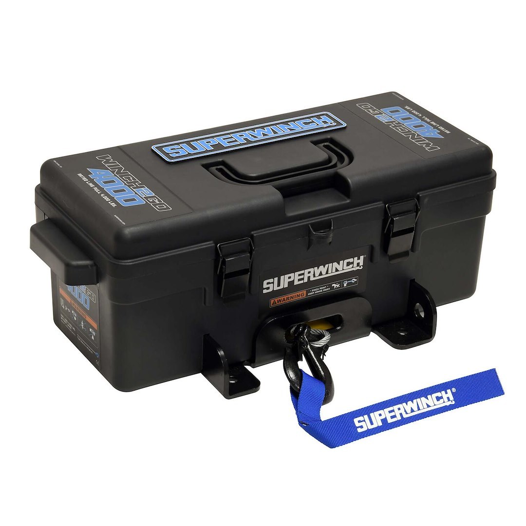 Superwinch Winch, Winch2Go, Portable with Tool Box Enclosure, 12 Volt Electric, 4000 Pound Line Pull Capacity, 50 Foot Wire Rope – 1140222