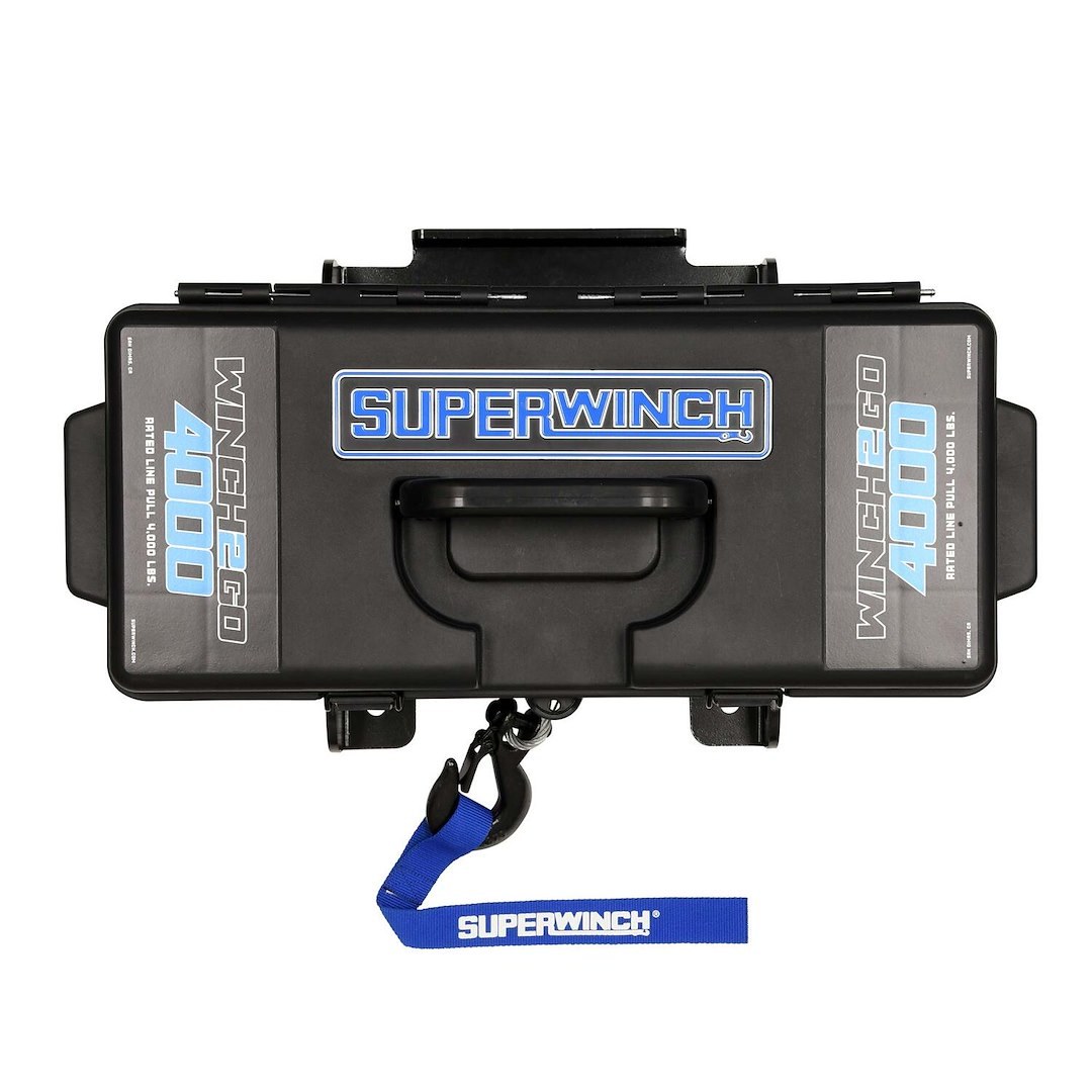 Superwinch Winch, Winch2Go, Portable with Tool Box Enclosure, 12 Volt Electric, 4000 Pound Line Pull Capacity, 50 Foot Wire Rope – 1140222