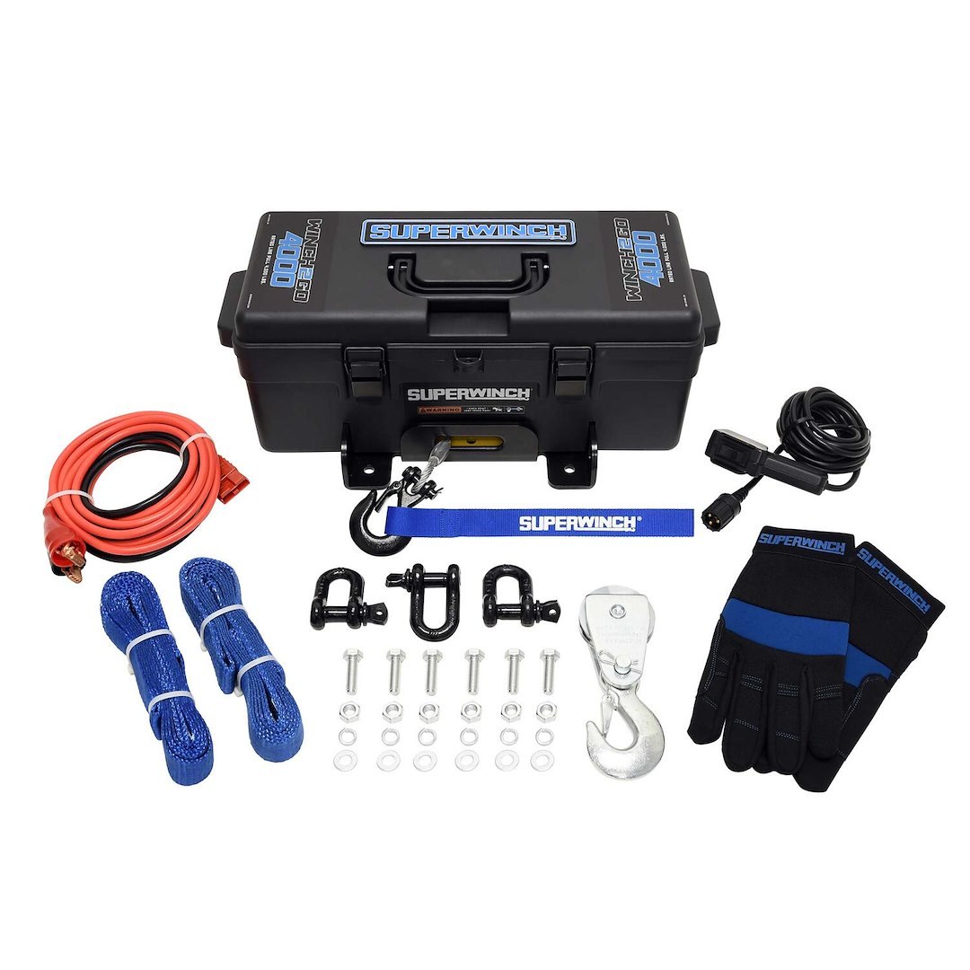 Superwinch Winch, Winch2Go, Portable with Tool Box Enclosure, 12 Volt Electric, 4000 Pound Line Pull Capacity, 50 Foot Wire Rope – 1140222