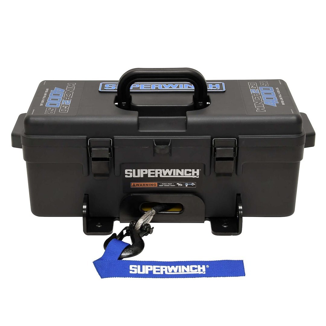 Superwinch Winch, Winch2Go, Portable with Tool Box Enclosure, 12 Volt Electric, 4000 Pound Line Pull Capacity, 50 Foot Synthetic Rope – 1140232