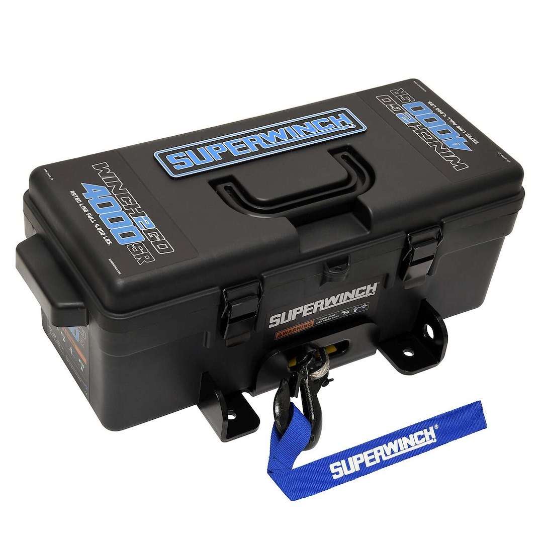 Superwinch Winch, Winch2Go, Portable with Tool Box Enclosure, 12 Volt Electric, 4000 Pound Line Pull Capacity, 50 Foot Synthetic Rope – 1140232