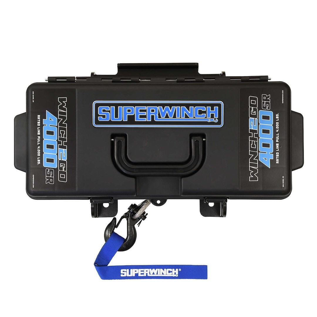Superwinch Winch, Winch2Go, Portable with Tool Box Enclosure, 12 Volt Electric, 4000 Pound Line Pull Capacity, 50 Foot Synthetic Rope – 1140232