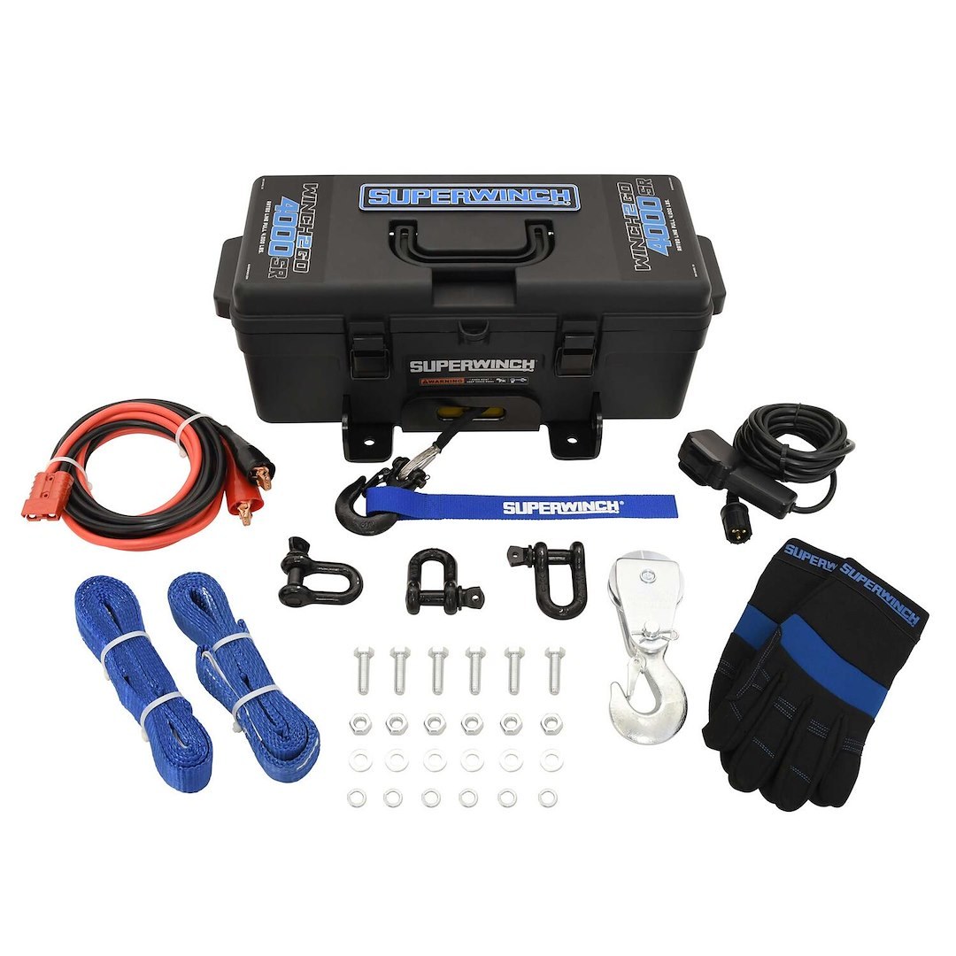 Superwinch Winch, Winch2Go, Portable with Tool Box Enclosure, 12 Volt Electric, 4000 Pound Line Pull Capacity, 50 Foot Synthetic Rope – 1140232