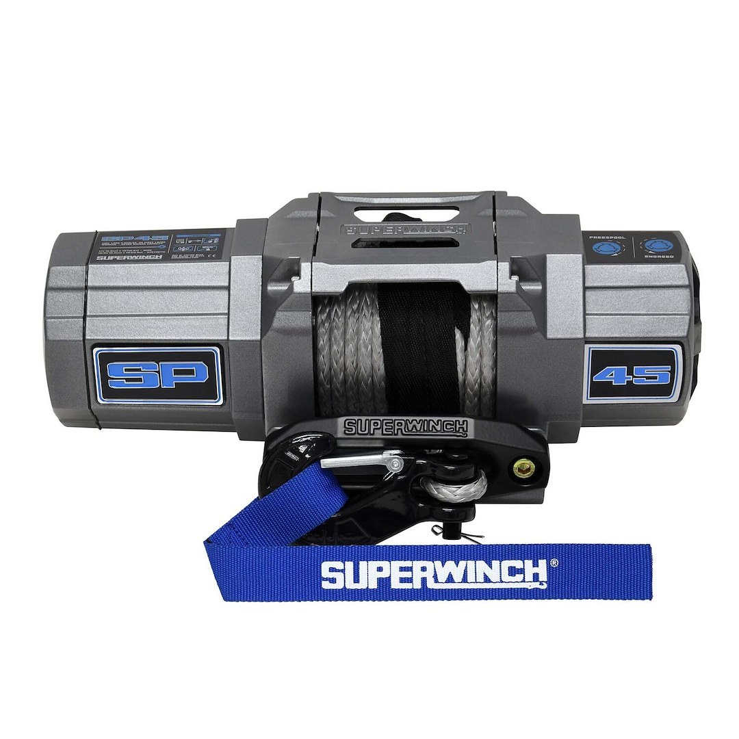 Superwinch Winch, SP45 Series, Vehicle Mounted, Vehicle Recovery Winch, 4500 Pound Line Pull Capacity, 1/4 Inch X 40 Foot Synthetic Rope – 1145250