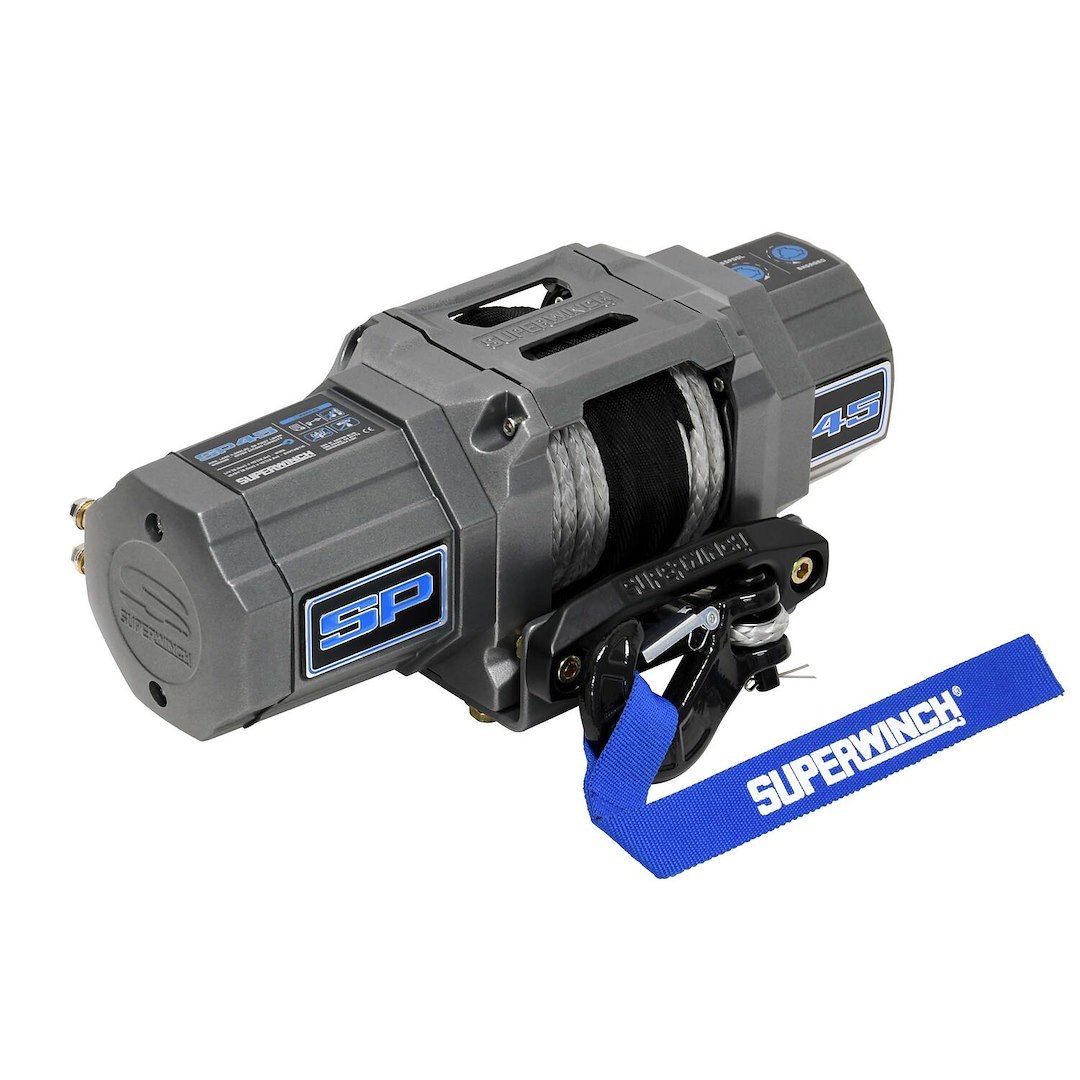 Superwinch Winch, SP45 Series, Vehicle Mounted, Vehicle Recovery Winch, 4500 Pound Line Pull Capacity, 1/4 Inch X 40 Foot Synthetic Rope – 1145250