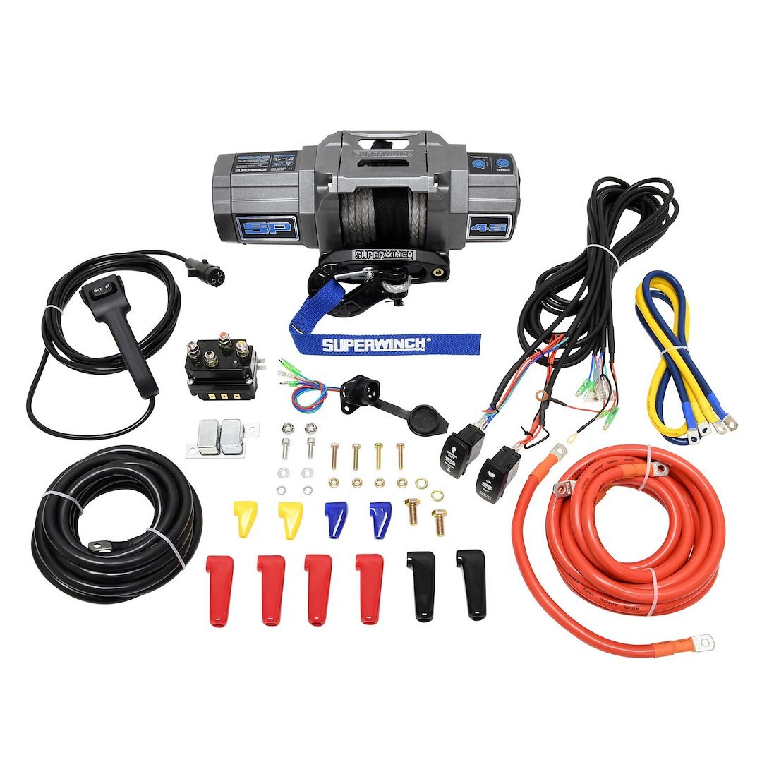Superwinch Winch, SP45 Series, Vehicle Mounted, Vehicle Recovery Winch, 4500 Pound Line Pull Capacity, 1/4 Inch X 40 Foot Synthetic Rope – 1145250