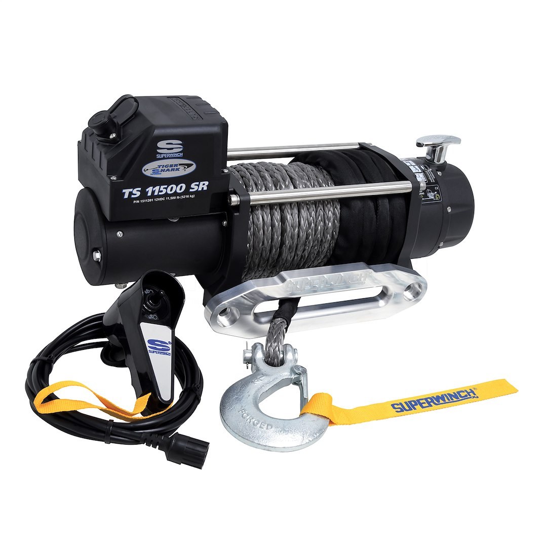Superwinch Winch, Tiger Shark, Vehicle Mounted, Vehicle Recovery, 12 Volt Electric, 11500 Pound Line Pull Capacity – 1511201