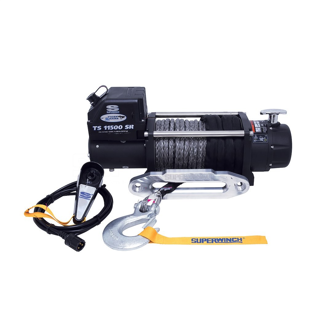 Superwinch Winch, Tiger Shark, Vehicle Mounted, Vehicle Recovery, 12 Volt Electric, 11500 Pound Line Pull Capacity – 1511201