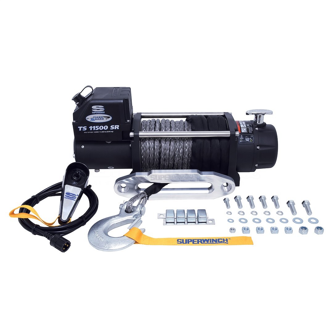 Superwinch Winch, Tiger Shark, Vehicle Mounted, Vehicle Recovery, 12 Volt Electric, 11500 Pound Line Pull Capacity – 1511201