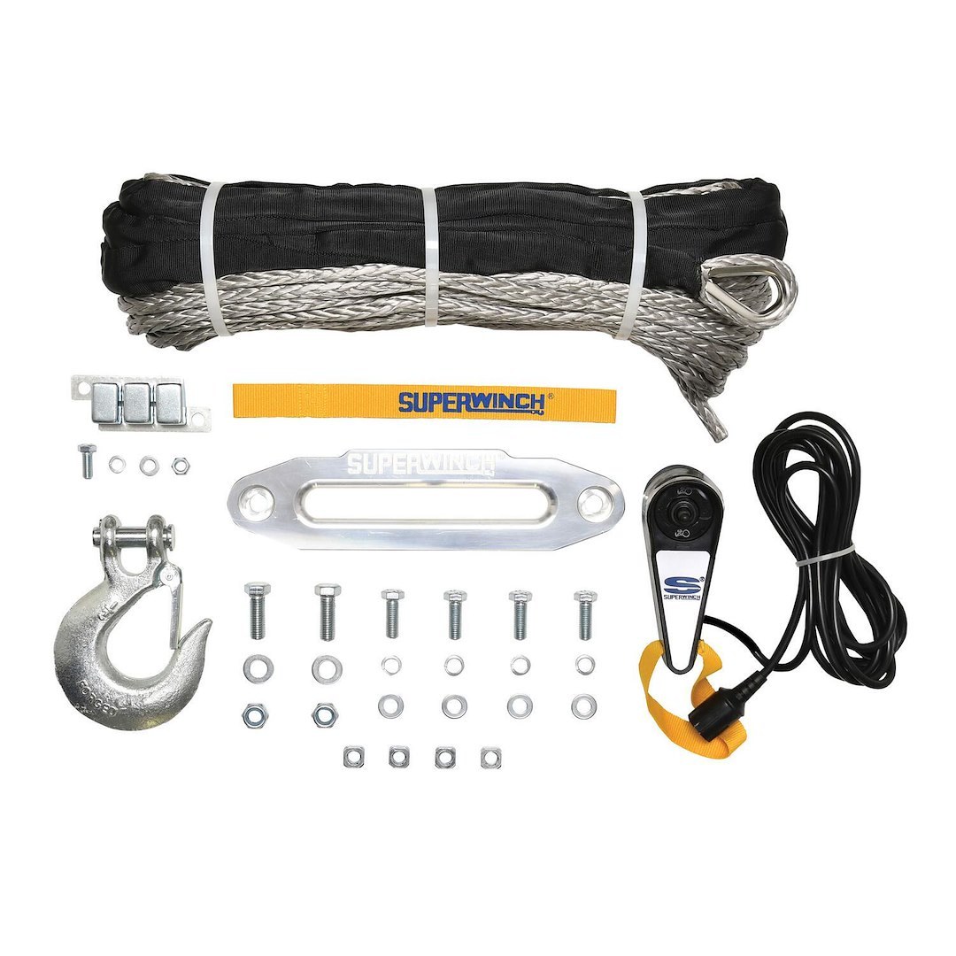 Superwinch Winch, Tiger Shark, Vehicle Mounted, Vehicle Recovery, 12 Volt Electric, 9500 Pound Line Pull Capacity, 80 Foot Synthetic Rope – 1595201