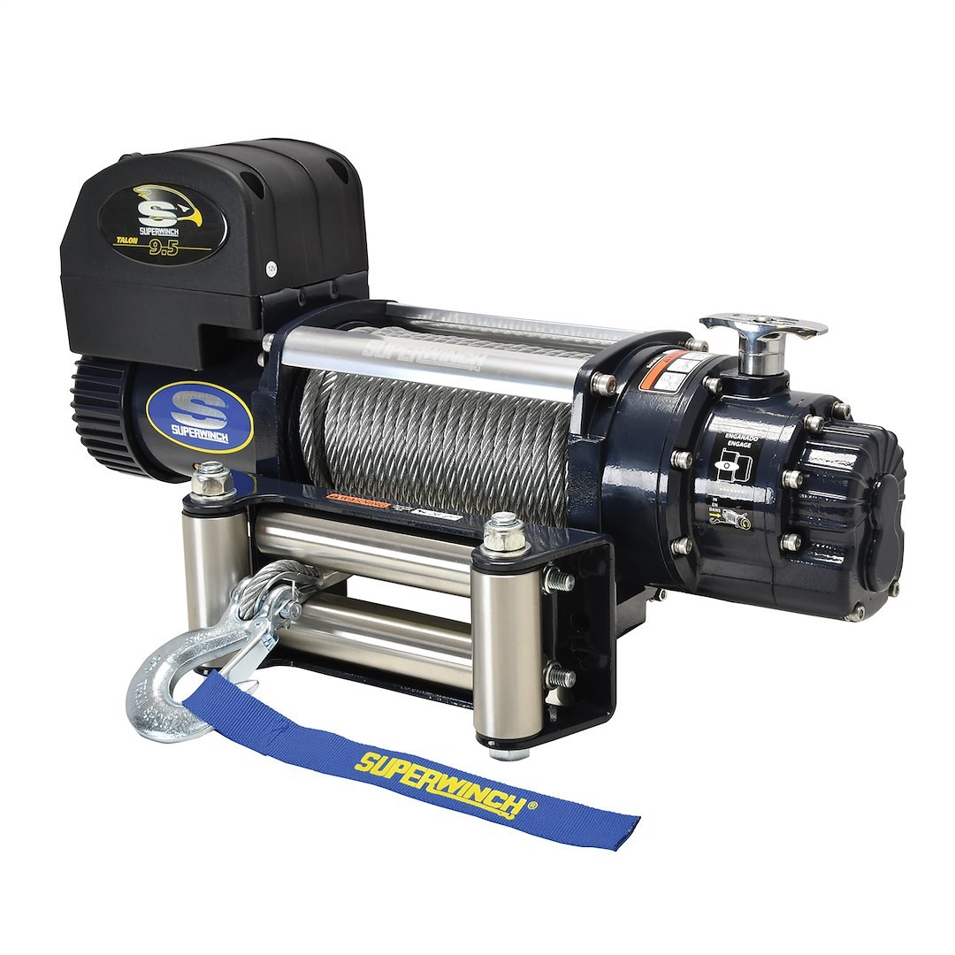 Superwinch Winch, Talon 9.5, Vehicle Mounted, Vehicle Recovery, 12 Volt Electric, 9500 Pound Line Pull Capacity, 85 Foot Wire Rope – 1695200