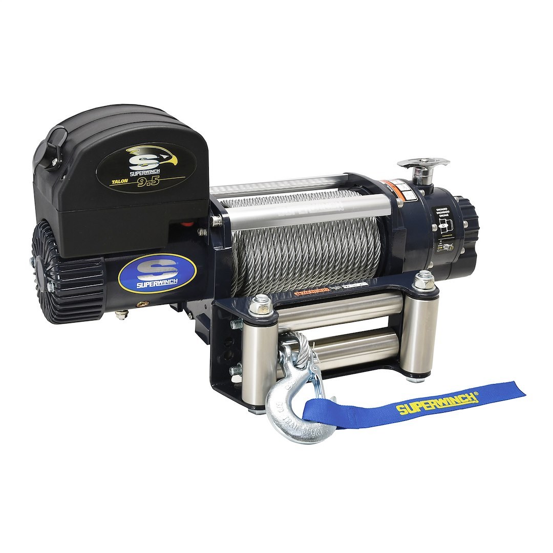 Superwinch Winch, Talon 9.5, Vehicle Mounted, Vehicle Recovery, 12 Volt Electric, 9500 Pound Line Pull Capacity, 85 Foot Wire Rope – 1695200