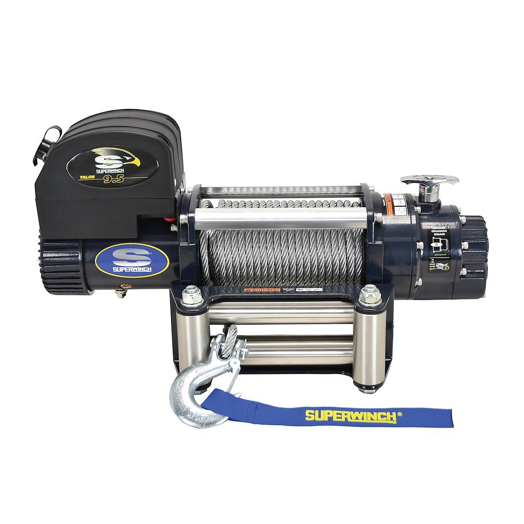 Superwinch Winch, Talon 9.5, Vehicle Mounted, Vehicle Recovery, 12 Volt Electric, 9500 Pound Line Pull Capacity, 85 Foot Wire Rope – 1695200