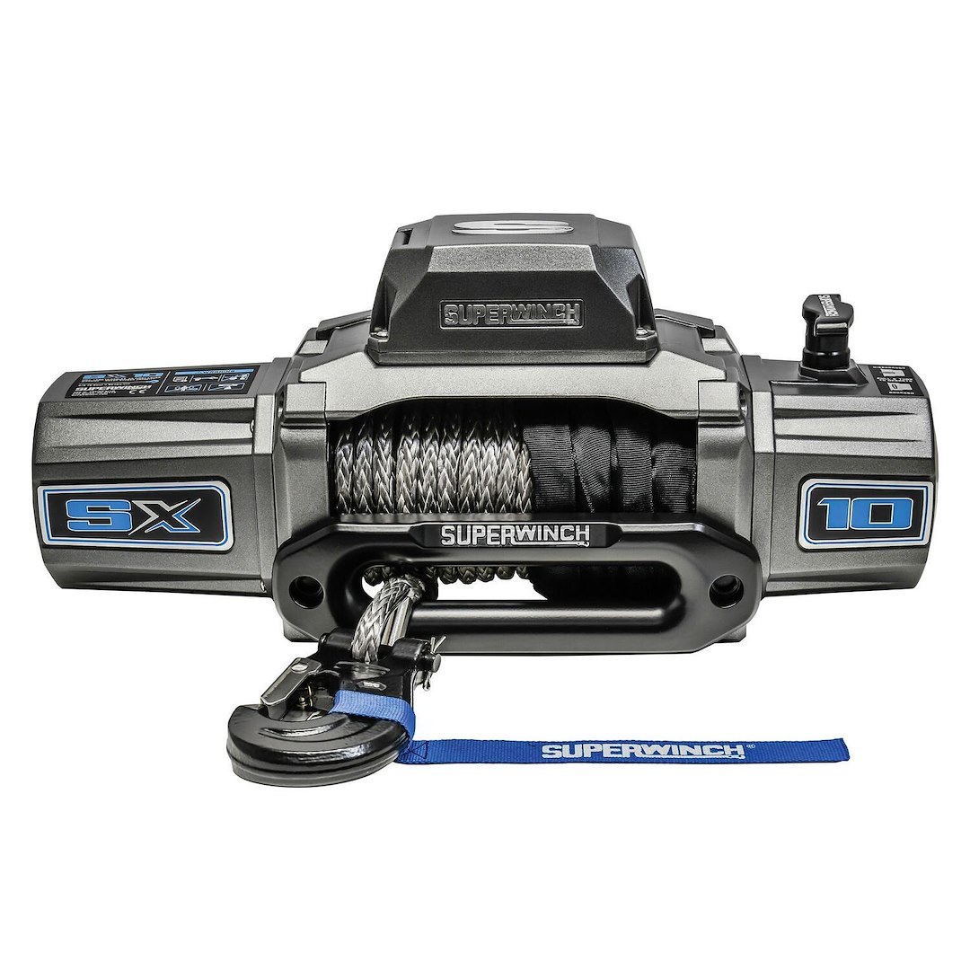 Superwinch Winch, Sx Series, Vehicle Mounted, Vehicle Recovery, 12 Volt Electric, 10000 Pound Line Pull Capacity, 80 Foot Synthetic Rope – 1710201