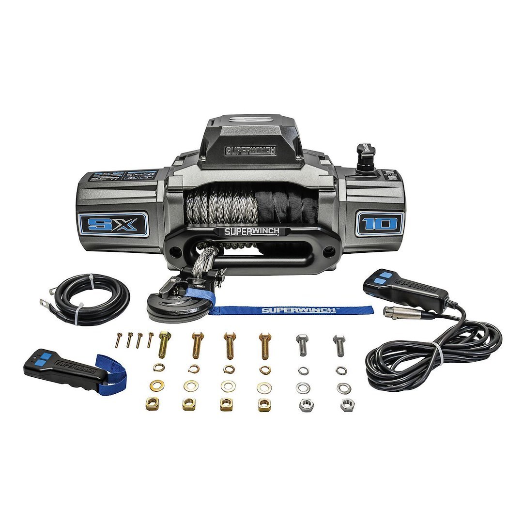 Superwinch Winch, Sx Series, Vehicle Mounted, Vehicle Recovery, 12 Volt Electric, 10000 Pound Line Pull Capacity, 80 Foot Synthetic Rope – 1710201
