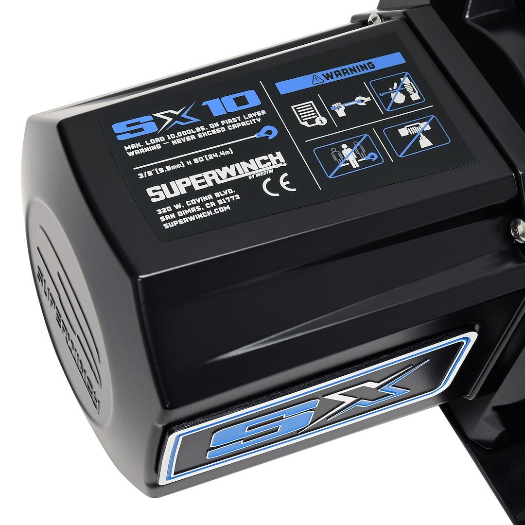 Superwinch Winch, Sx Series, Vehicle Mounted, Vehicle Recovery, 12 Volt DC, 10000 Pound Line Pull Capacity, 80 Foot Synthetic Rope – 1710204