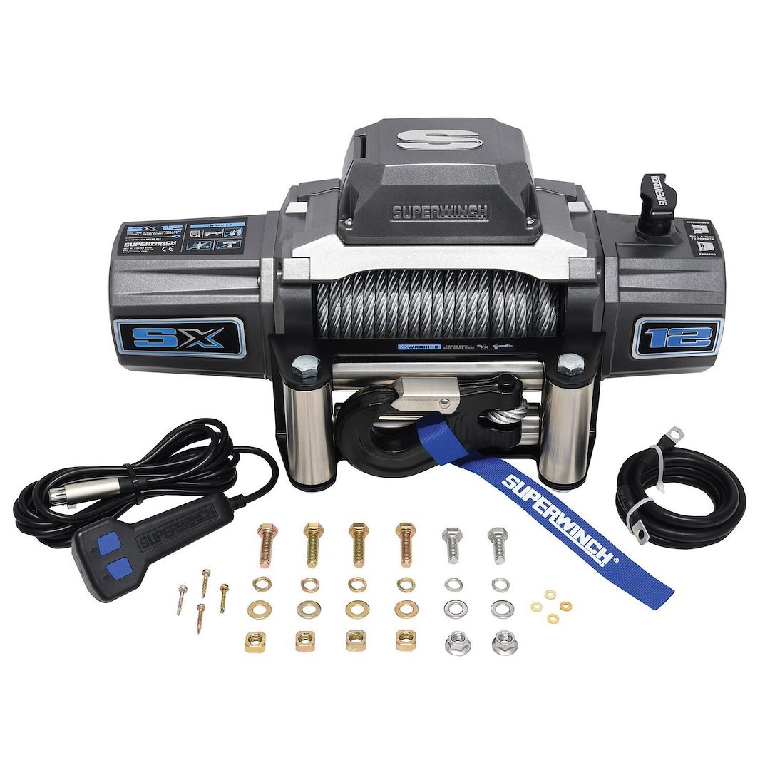 Superwinch Winch, Sx Series, Vehicle Mounted, Vehicle Recovery Winch, 12 Volt, 12,000 Pound Line Pull Capacity, 85 Foot Wire Rope – 1712200