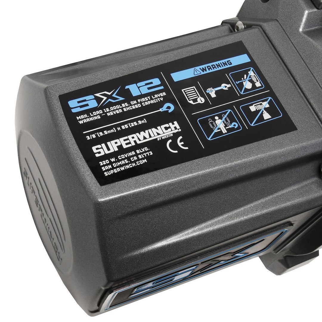 Superwinch Winch, Sx Series, Vehicle Mounted, Vehicle Recovery Winch, 12 Volt, 12,000 Pound Line Pull Capacity, 85 Foot Wire Rope – 1712200