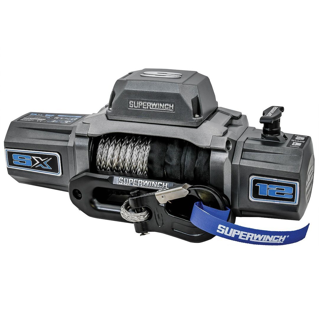 Superwinch Winch, Sx Series, Vehicle Mounted, Vehicle Recovery Winch, 12 Volt, 12,000 Pound Line Pull Capacity, 80 Foot Synthetic Rope – 1712201