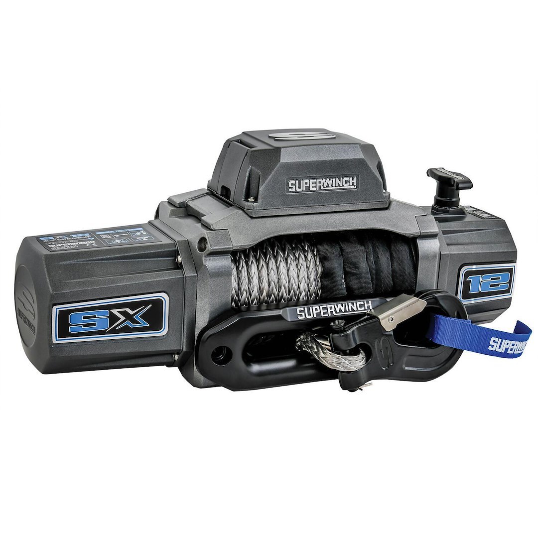 Superwinch Winch, Sx Series, Vehicle Mounted, Vehicle Recovery Winch, 12 Volt, 12,000 Pound Line Pull Capacity, 80 Foot Synthetic Rope – 1712201