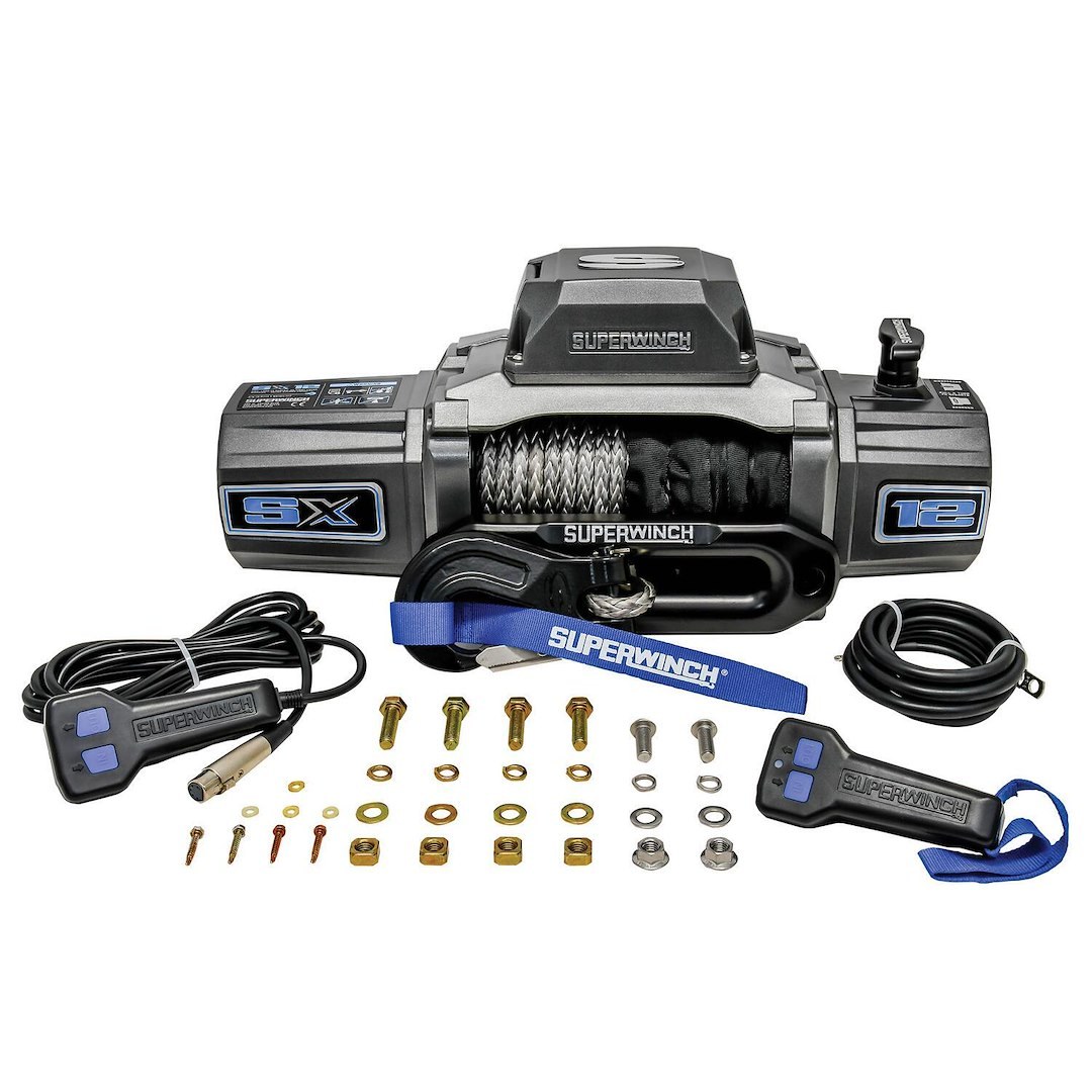 Superwinch Winch, Sx Series, Vehicle Mounted, Vehicle Recovery Winch, 12 Volt, 12,000 Pound Line Pull Capacity, 80 Foot Synthetic Rope – 1712201