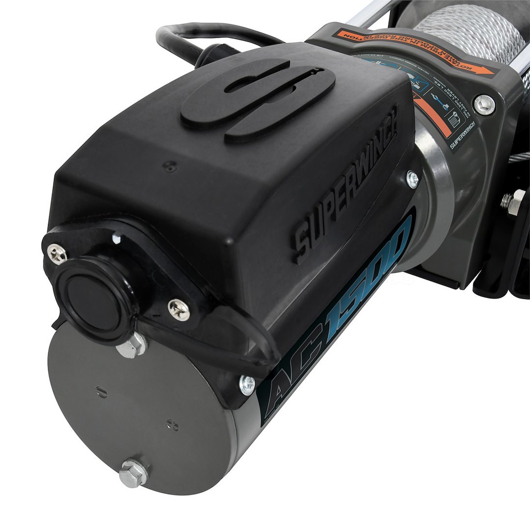 Superwinch Winch, AC Power Series, Wall or Beam Mounted, Utility Winch, 120 Volt AC, 1500 Pound Line Pull Capacity, 35 Foot Wire Rope – 1715001