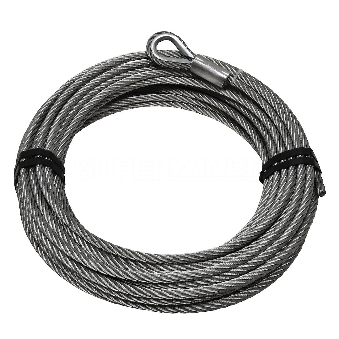 Superwinch Winch Cable, For Tiger Shark 15500 Winch, 29/64 Inch Diameter X 92 Foot Length, Galvanized Steel – 90-24585