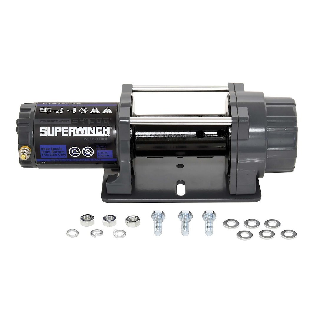 Superwinch Winch, SH1000i, Industrial, Electric 12 Volt DC, 1000 Pound Line Pull Capacity, Without Rope, Without Fairlead, Standard Drum – S104103