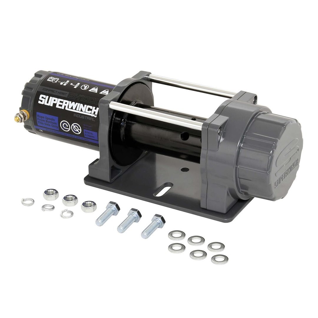 Superwinch Winch, SH1000i, Industrial, Electric 12 Volt DC, 1000 Pound Line Pull Capacity, Without Rope, Without Fairlead, Standard Drum – S104103