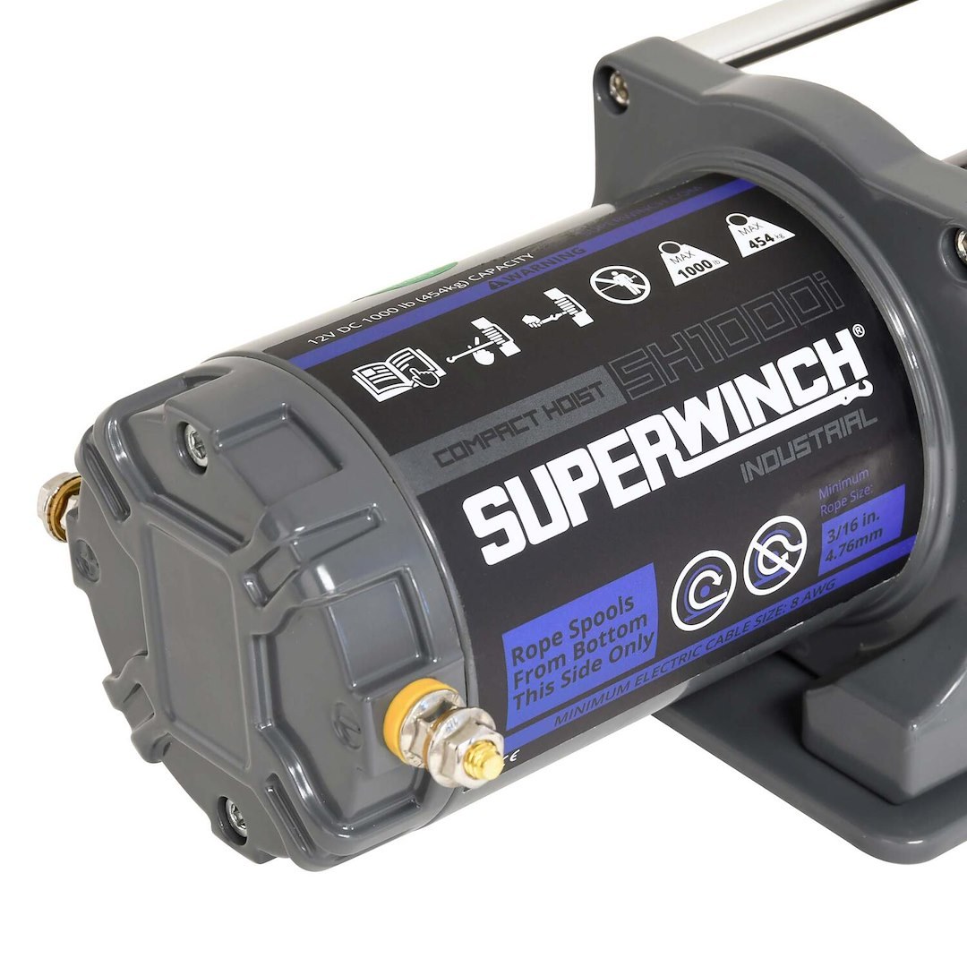 Superwinch Winch, SH1000i, Industrial, Electric 12 Volt DC, 1000 Pound Line Pull Capacity, Without Rope, Without Fairlead, Standard Drum – S104103