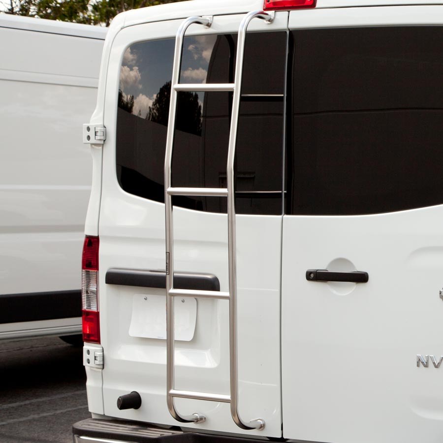 Surco Rear Door Ladder, Non-Slip Tubular, 4 Rungs, Electro-Polished, Silver, Stainless Steel, Over the Door Hooks – 093C97