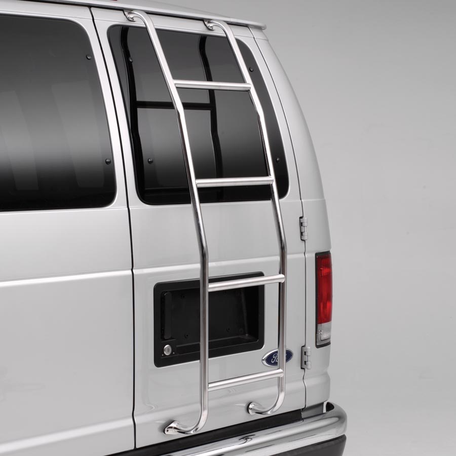Surco Rear Door Ladder, Non-Slip Tubular, 4 Rungs, Electro-Polished, Silver, Stainless Steel, Over the Door Hooks – 093F99