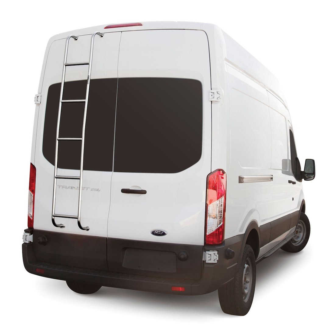 Surco Rear Door Ladder, Non-Slip Tubular, 4 Rungs, Electro-Polished, Silver, Stainless Steel, Over the Door Hooks – 093TL